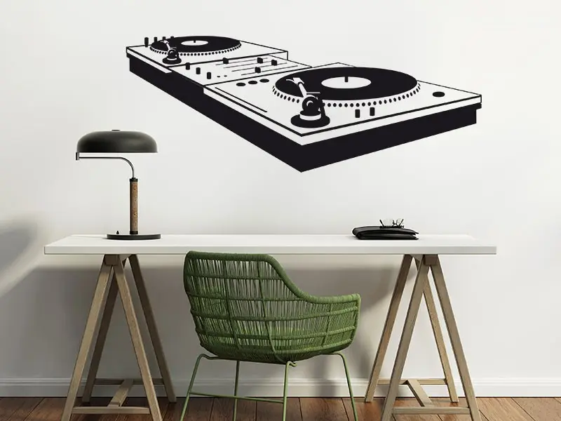 Sticker mural Disco & Pop Platines de mixages résultat en situation Sticker Platines de mixages