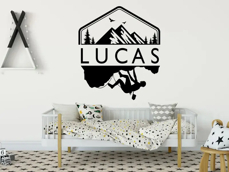 Sticker mural Autres Sports Escalade texte personnalisé résultat en situation Sticker Escalade texte personnalisé