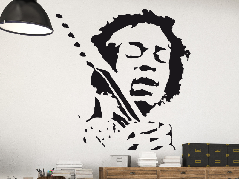 Sticker mural Jimmy Hendrix résultat en situation