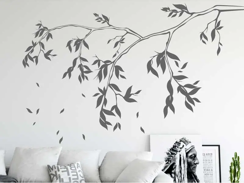 Sticker mural Branches Branche Florale 3 résultat en situation gros plan Sticker Branche Florale 3