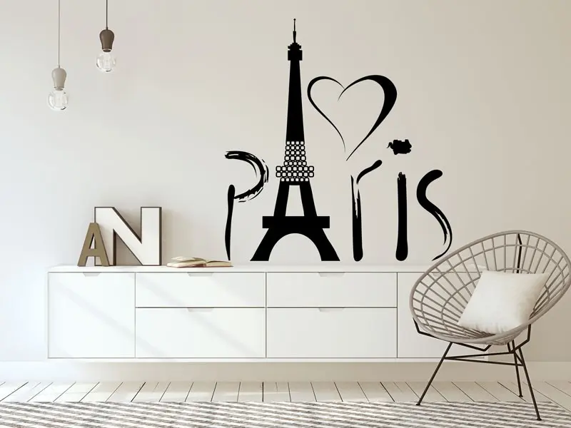 Sticker mural Autres Textes Love Paris résultat en situation Sticker Love Paris