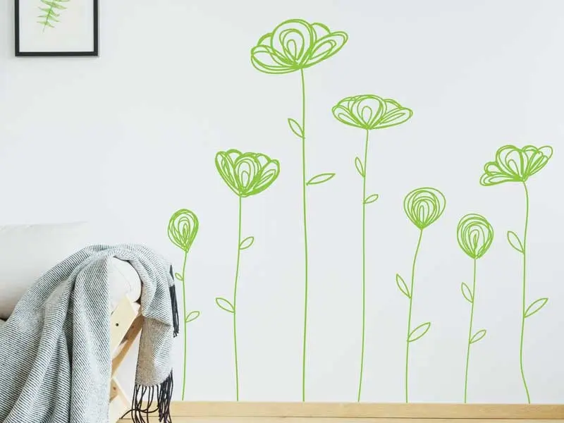 Sticker mural Stickers muraux fleurss Fleurs des Champs 2 résultat en situation gros plan Stickers Fleurs des Champs 2