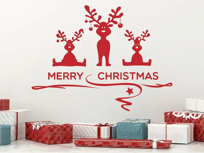 Autocolante de parede Conjunto Renós de Natal Autocolante de parede Conjunto Renós de Natal