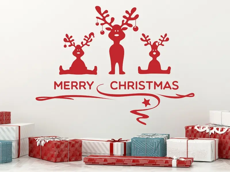 Sticker mural Noël Ensemble Rennes de Noël résultat en situation Sticker Ensemble Rennes de Noël