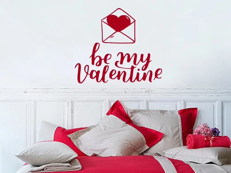 Sticker mural Saint Valentin Be My Valentine résultat en situation Sticker Be My Valentine