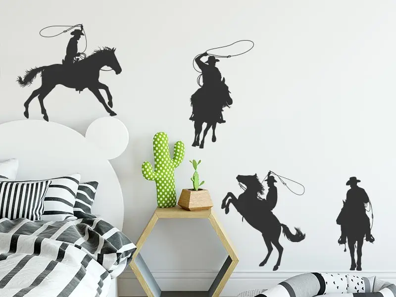 Sticker mural Chevaliers / Cowboys / Héros Pack 4 Cowboys résultat en situation gros plan Sticker Pack 4 Cowboys