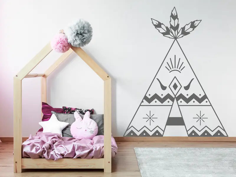 Autocolante de parede Tenda Tipi Boho Autocolante de parede Tenda Tipi Boho