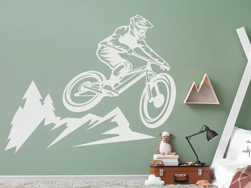 Sticker mural Skate & Ride Vélo VTT Montagne résultat en situation gros plan Sticker Vélo VTT Montagne