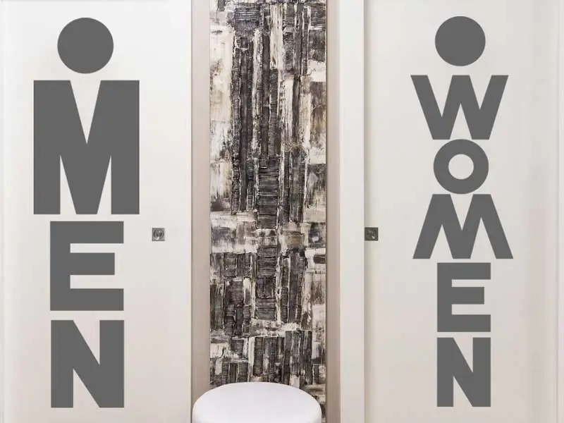 Autocolante de parede WC Women & Men Text Autocolante de parede WC Women & Men Text