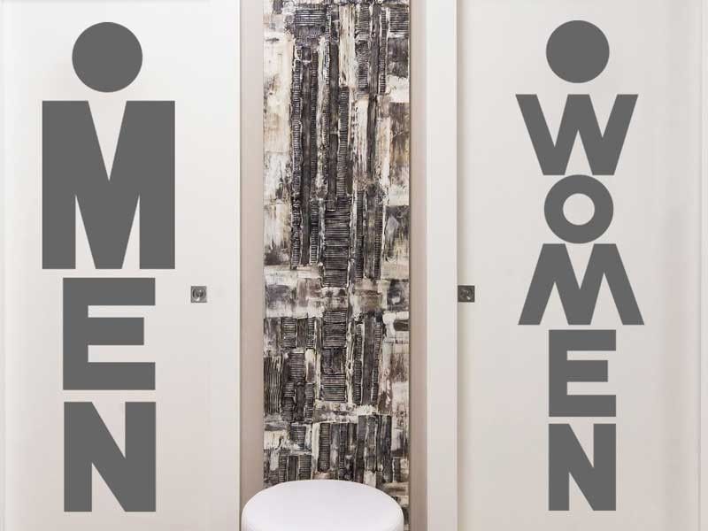 Sticker mural WC Women & Man Text résultat en situation