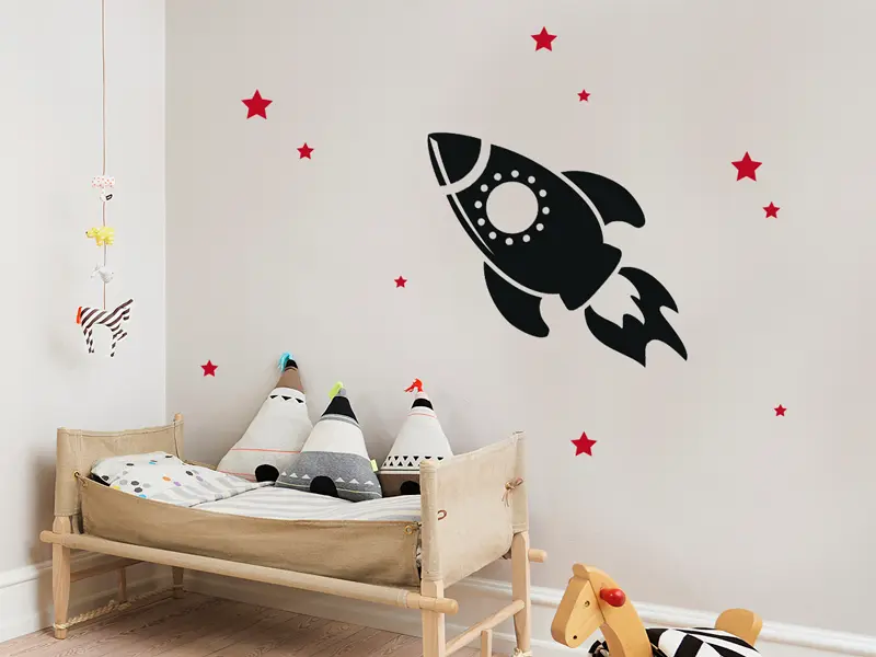 Sticker mural Espace Fusée 4 résultat en situation Sticker Fusée 4