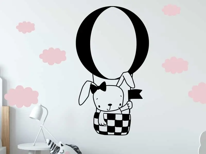 Autocolante de parede Balão de Ar quente Coelho