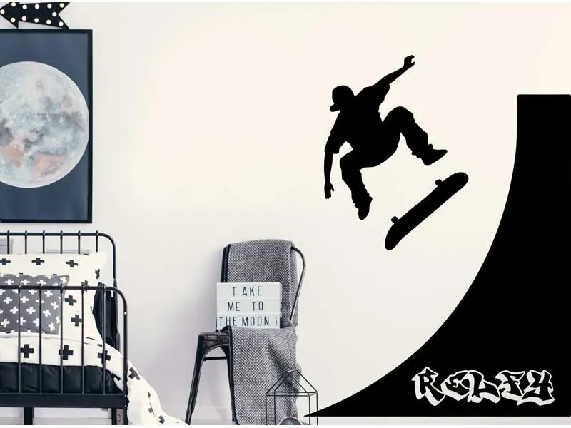 Sticker mural Skate & Ride Rampe Skateboard résultat en situation Sticker Rampe Skateboard