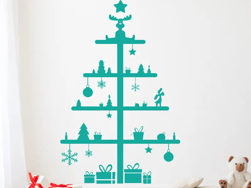 Sticker mural Noël Sapin de Noël Cadeaux 2 résultat en situation gros plan Sticker Sapin de Noël Cadeaux 2