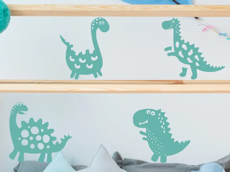 Autocolante Pack 4 Dinossauros résultat en situation gros plan Autocolante Pack 4 Dinossauros