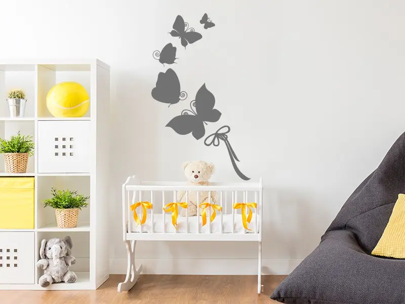 Sticker mural Stickers Papillons Vol Papillons 2 résultat en situation Sticker Vol Papillons 2