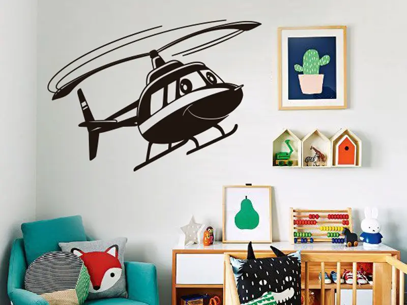 Sticker mural Avions & Bateaux Hélicoptère Enfant résultat en situation Sticker Hélicoptère Enfant