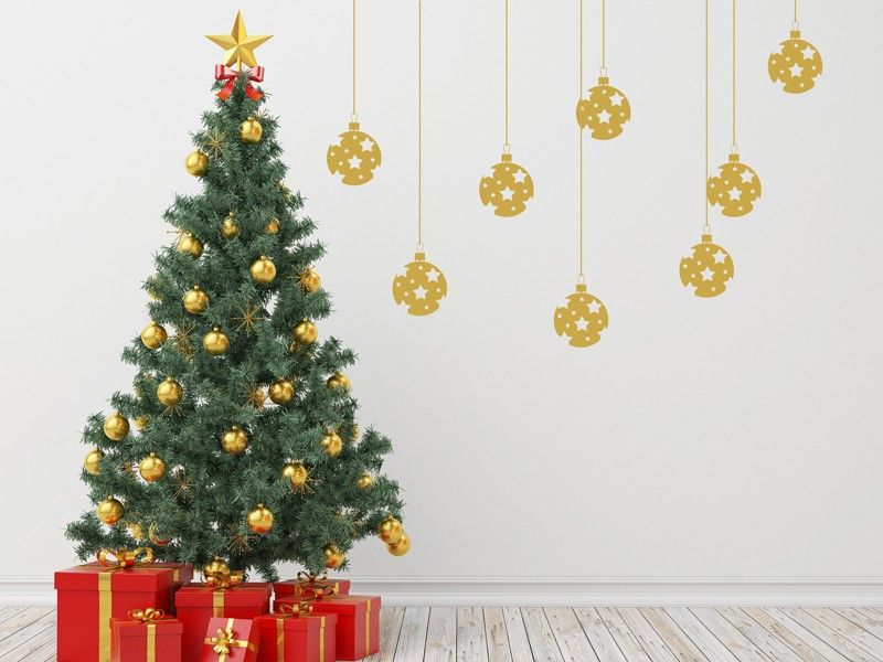 Autocolante de parede Pack 8 Bolas Estrelas de Natal