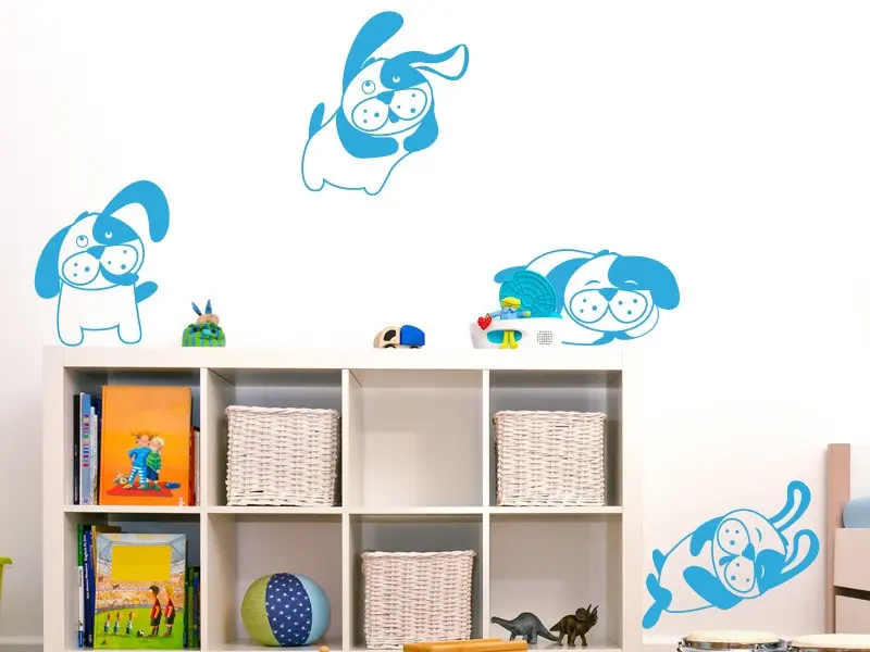 Sticker mural Animaux Pack Chiens rigolos résultat en situation Sticker Pack Chiens rigolos