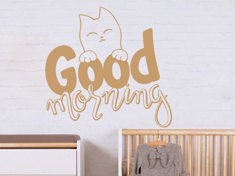 Sticker mural Chat Good Morning résultat en situation