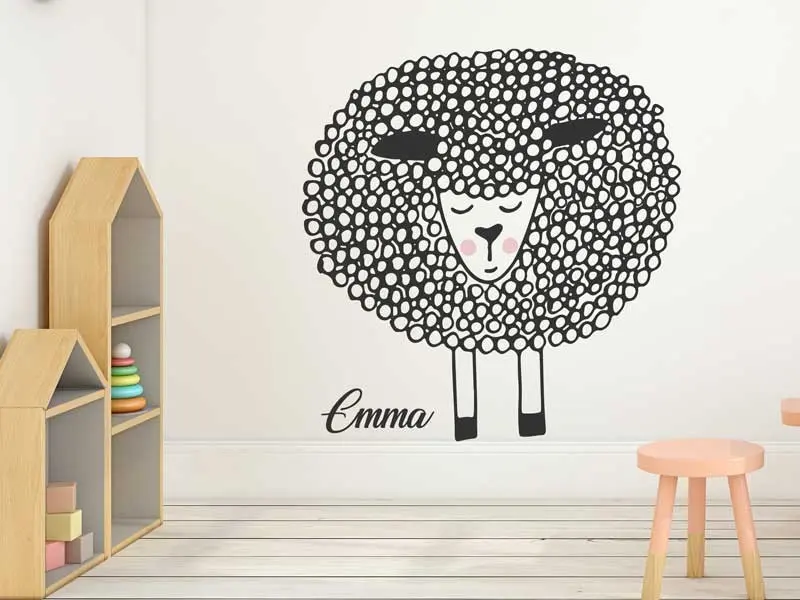 Sticker mural Animaux Mouton Rêveur résultat en situation Sticker Mouton Rêveur