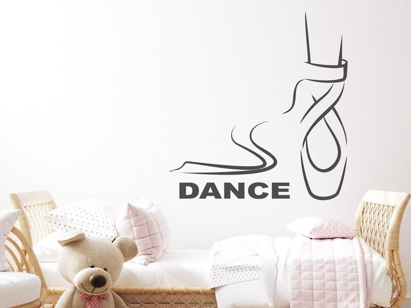 Autocolante de parede Sapatilha de dança com texto personalizável