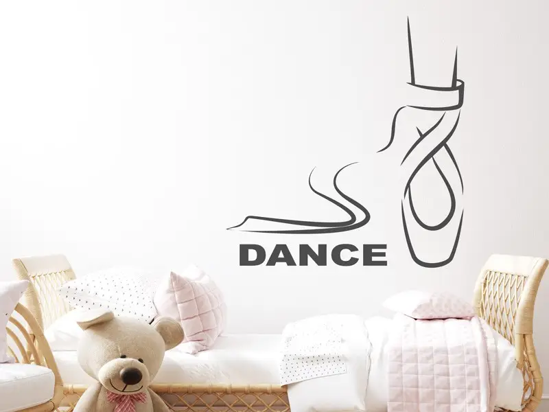 Autocolante de parede Sapatilha de dança com texto personalizável Autocolante de parede Sapatilha de dança com texto personalizável