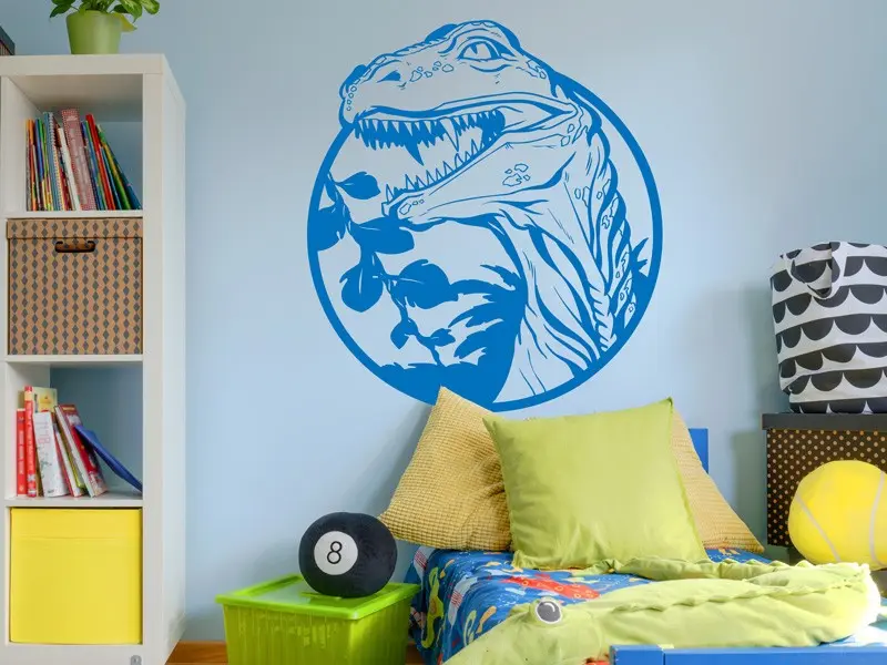 Sticker mural Dinosaures Tête Dinosaure résultat en situation Sticker Tête Dinosaure