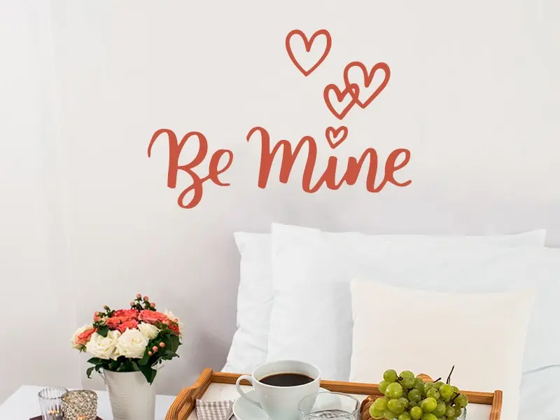 Sticker mural Textes d'Amour Be Mine résultat en situation Sticker Be Mine