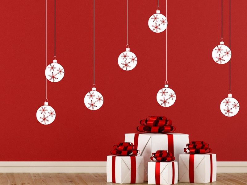 Autocolante de parede Pack 8 Bolas Flocos de Natal