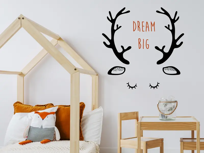 Sticker mural Animaux Cerf Boho résultat en situation Sticker Cerf Boho