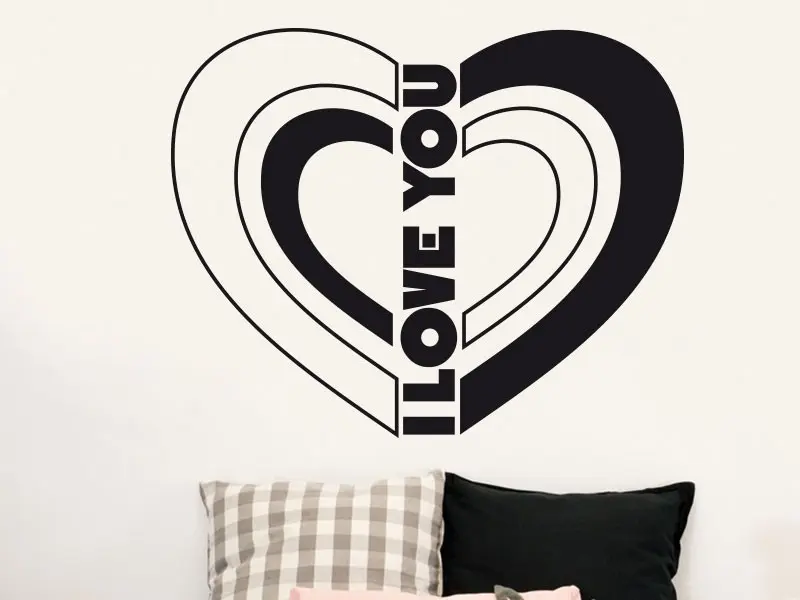 Sticker mural Citations d'Amour Coeur I Love You résultat en situation gros plan Sticker Coeur I Love You