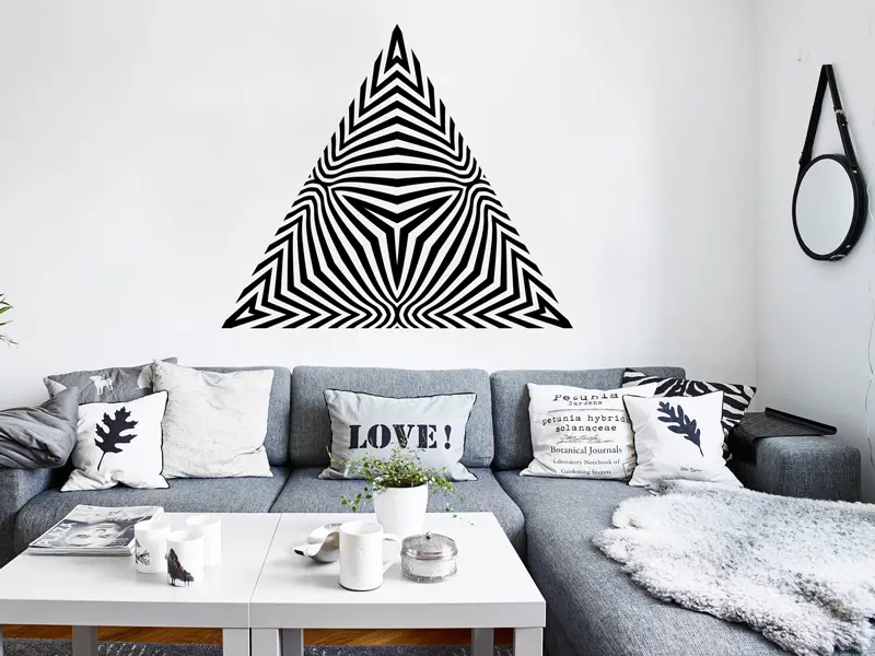 Sticker mural Illusion & Abstrait Pyramide Illusion résultat en situation Sticker Pyramide Illusion