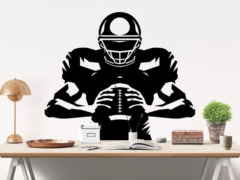 Sticker mural Football Silhouette Joueur de Football Américain résultat en situation Sticker Silhouette Joueur de Football Américain