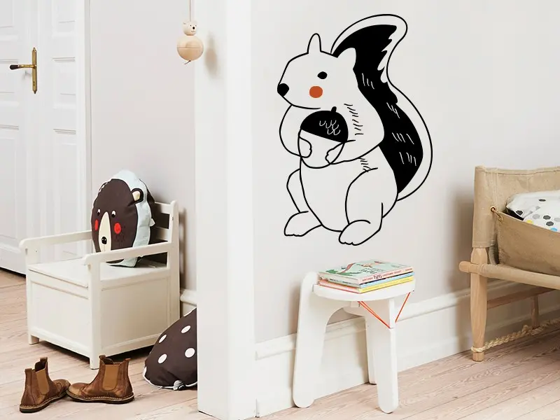 Sticker mural Sur la Terre Petit Écureuil résultat en situation Sticker Petit Écureuil