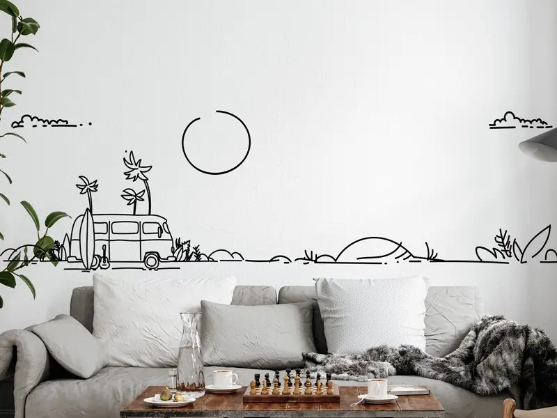 Sticker mural Surf Paysage Surf résultat en situation gros plan Sticker Paysage Surf