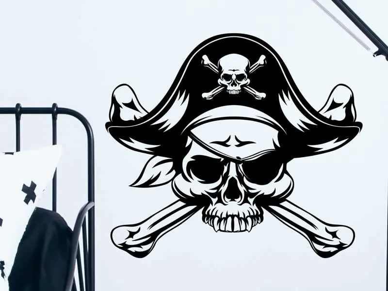 Autocolante Pirata Crânio résultat en situation gros plan Autocolante Pirata Crânio