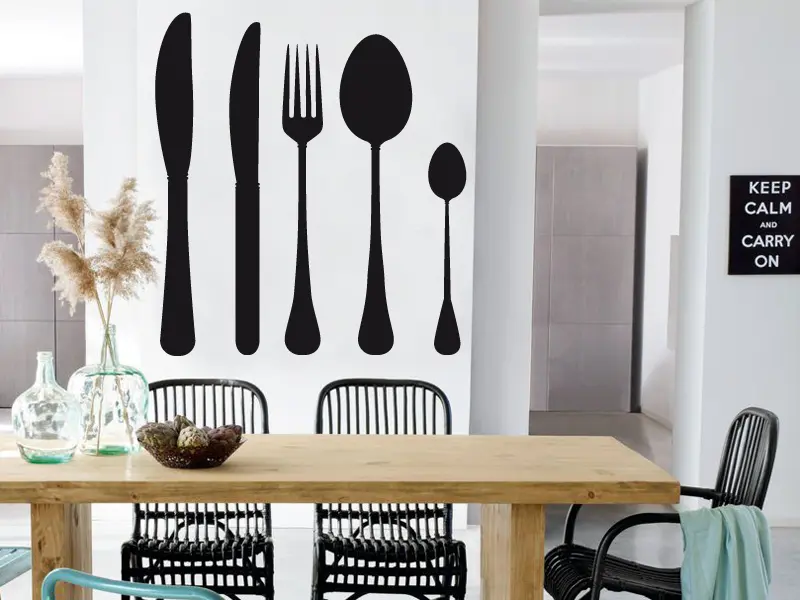 Sticker mural Chef - Ustensiles Couverts résultat en situation Sticker Couverts
