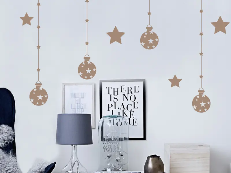 Autocolante Pack Bolas de Natal Estrelas résultat en situation gros plan Autocolante Pack Bolas de Natal Estrelas