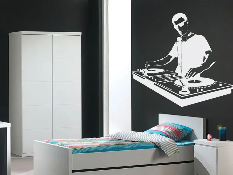 Sticker mural Platine de mixage DJ résultat en situation Sticker mural Platine de mixage DJ résultat en situation