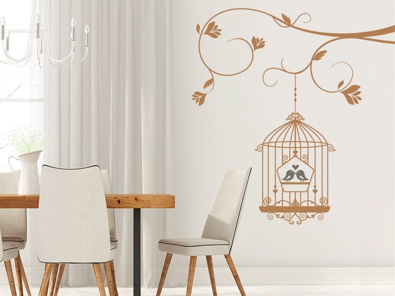 Sticker mural Cage Oiseaux Love résultat en situation