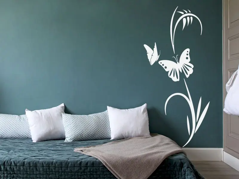Sticker mural Stickers muraux fleurs Floral Papillon 4 résultat en situation Sticker Floral Papillon 4