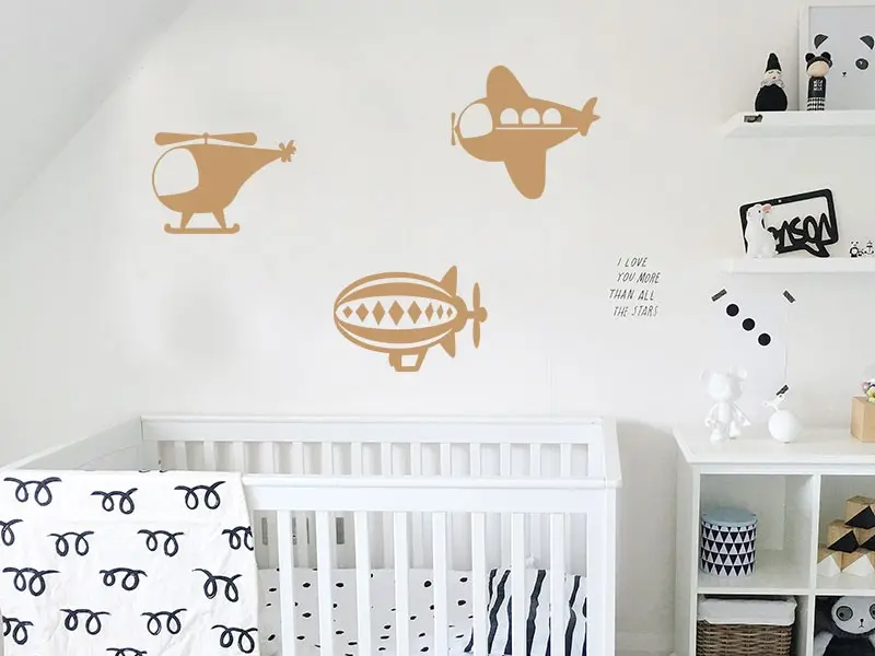 Sticker mural Avions & Bateaux Pack 3 Avions résultat en situation Sticker Pack 3 Avions