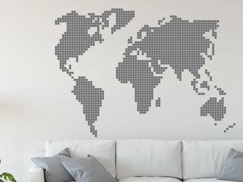 Autocolante de parede Mapa do Mundo Pixel