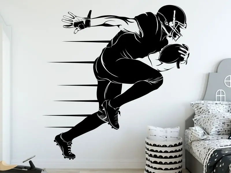 Sticker mural Autres Sports Silhouette Joueur Football Americain résultat en situation Sticker Silhouette Joueur Football Americain