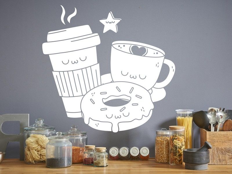 Autocolante de parede Donuts Coffee