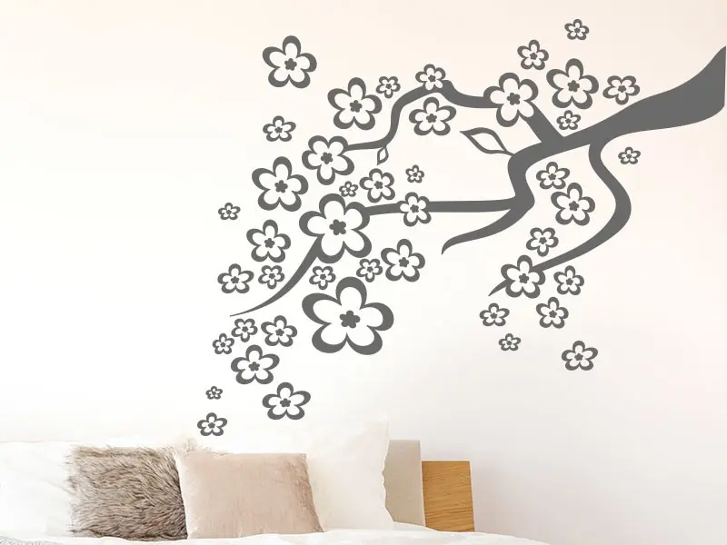 Sticker mural Branches Branche Marguerites 2 résultat en situation gros plan Sticker Branche Marguerites 2