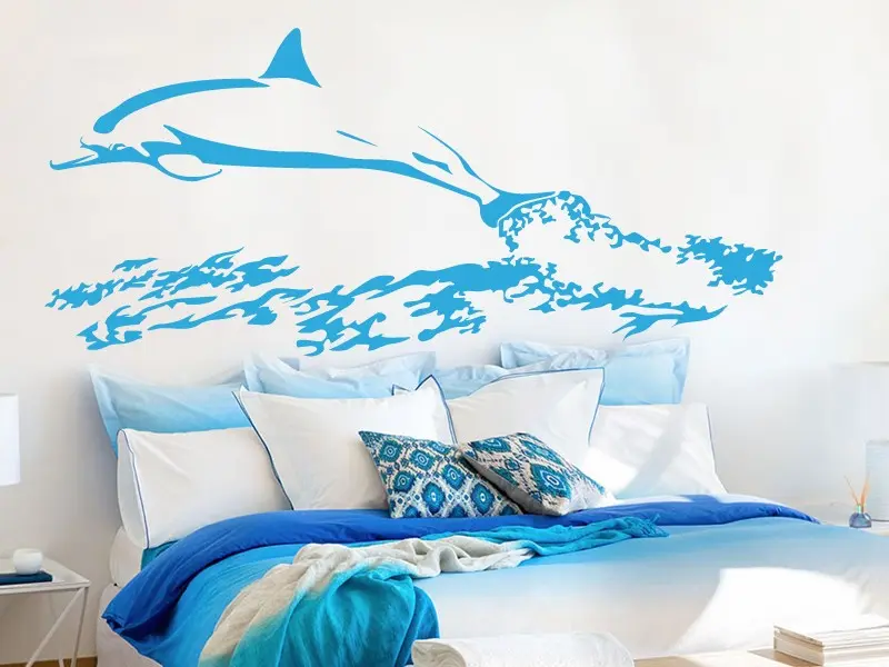 Sticker mural Sous la Mer Dauphin résultat en situation Sticker Dauphin