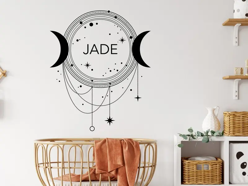 Sticker mural Nature Zen Lune Bohème personnalisable résultat en situation Sticker Lune Bohème personnalisable