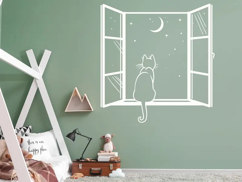 Autocolante de parede Gato na Janela Autocolante de parede Gato na Janela